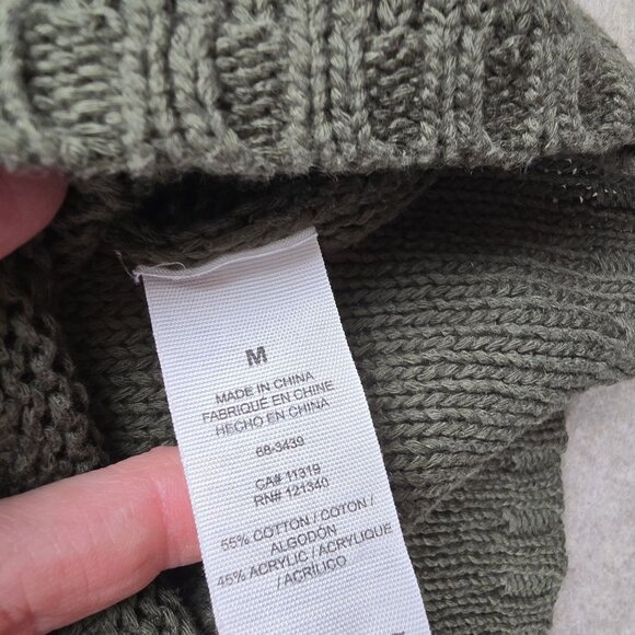 Garage Lightweight Open-Knit Chevron Sweater Army Green Cotton Blend Medium M - Picture 6 of 9